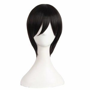 12 Inch Black Charms Synthetic Cosplay Straight Short Wigs -Black